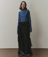 ハイネックリブ長袖ニット