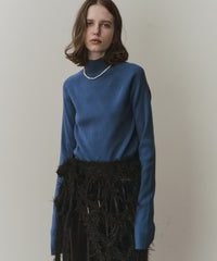 ハイネックリブ長袖ニット