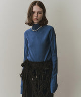 ハイネックリブ長袖ニット