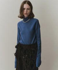 ハイネックリブ長袖ニット