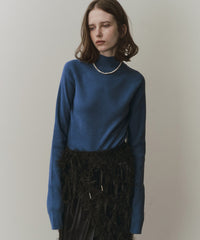 ハイネックリブ長袖ニット