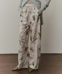 オリジナルvintageフラワープリントストレートパンツ