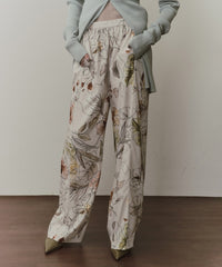 オリジナルvintageフラワープリントストレートパンツ