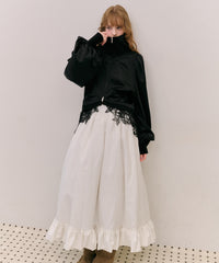 【予約開始待ち】【J1U by LA BELLE ETUDE】裾モチーフレースベロアパフスリーブブルゾン