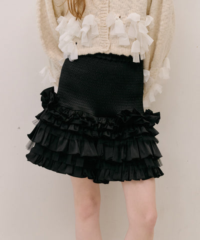 【予約10%OFF】【J1U by LA BELLE ETUDE】シャーリングティアードフリルスカパン