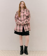 【予約開始待ち】【J1U by LA BELLE ETUDE】オーバーサイズPINKチェックシャツ