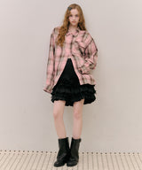 【予約開始待ち】【J1U by LA BELLE ETUDE】オーバーサイズPINKチェックシャツ