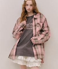 【予約開始待ち】【J1U by LA BELLE ETUDE】オーバーサイズPINKチェックシャツ