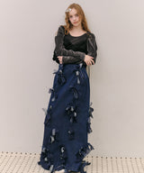 【J1U by LA BELLE ETUDE】many ribbon denim skirt