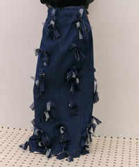 【J1U by LA BELLE ETUDE】many ribbon denim skirt