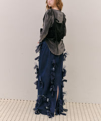 【J1U by LA BELLE ETUDE】many ribbon denim skirt