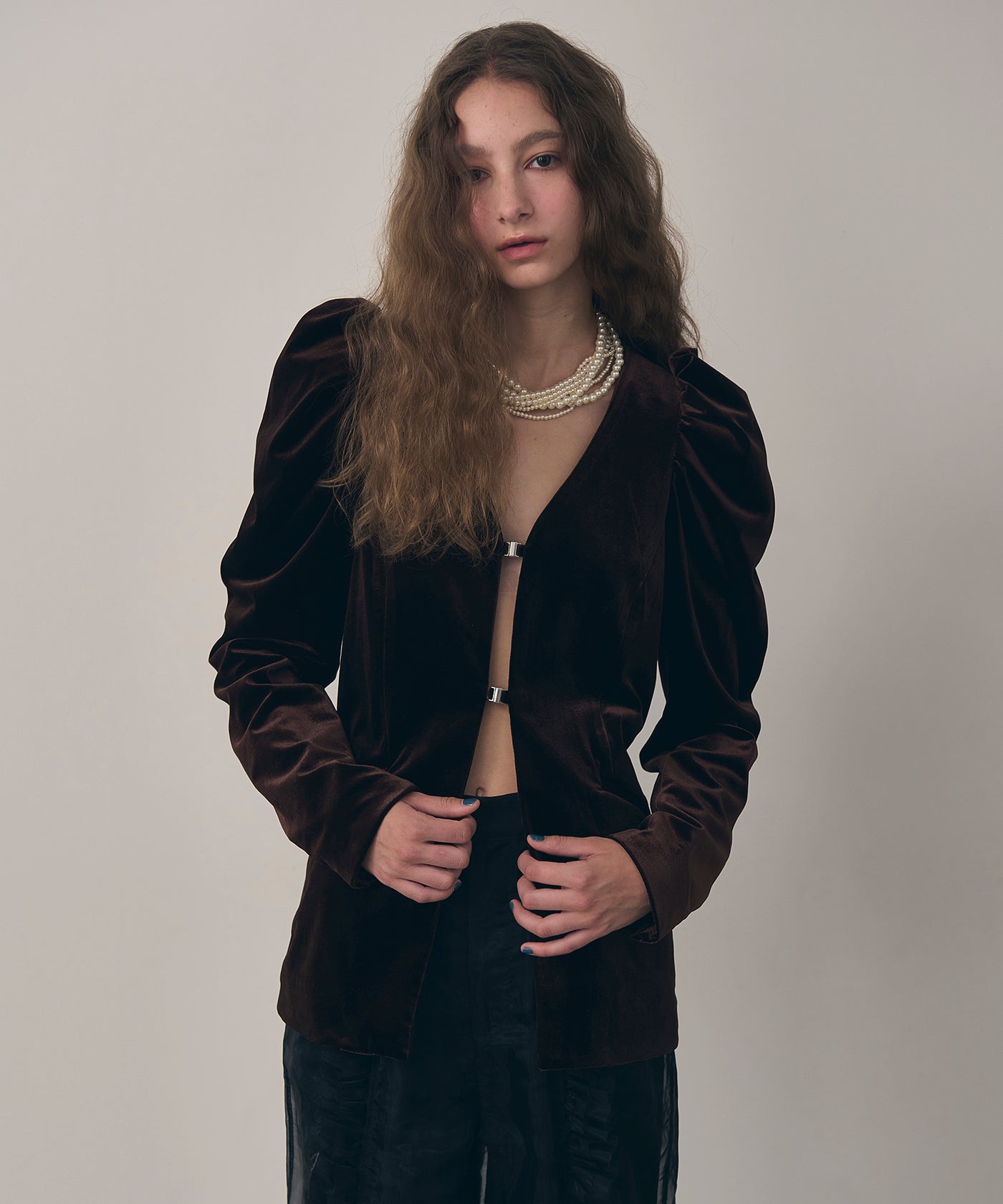 クラシカルベロアパフスリーブジャケット REVIVAL】【J1U by LA BELLE ETUDE】クラシカルベロアパフスリーブJK