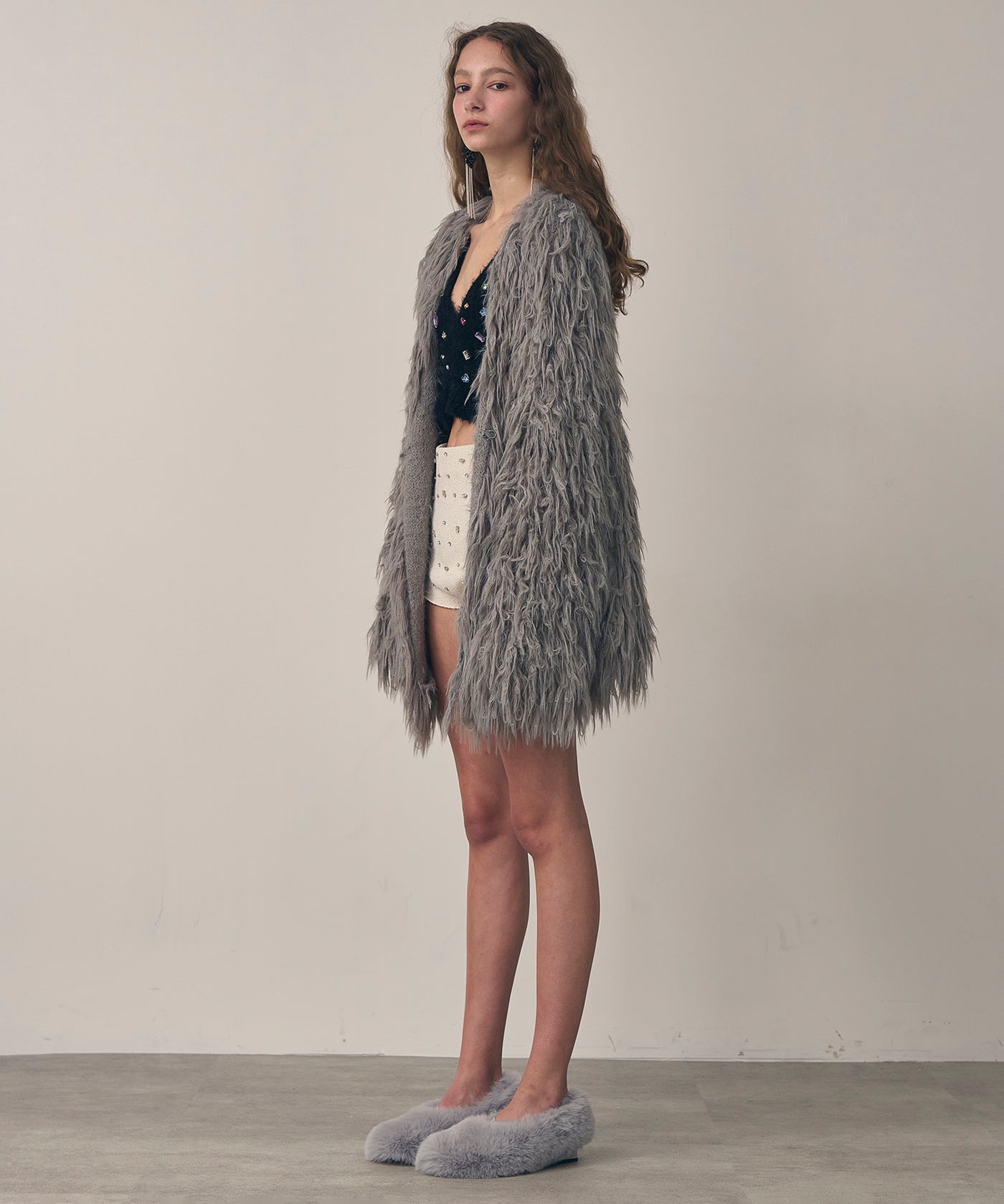 タグ付新品 JU by LA BELLE ETUDE ループモヘアフェザーニット J1U by LA BELLE ETUDE】ループモヘアフェザーニットアウター