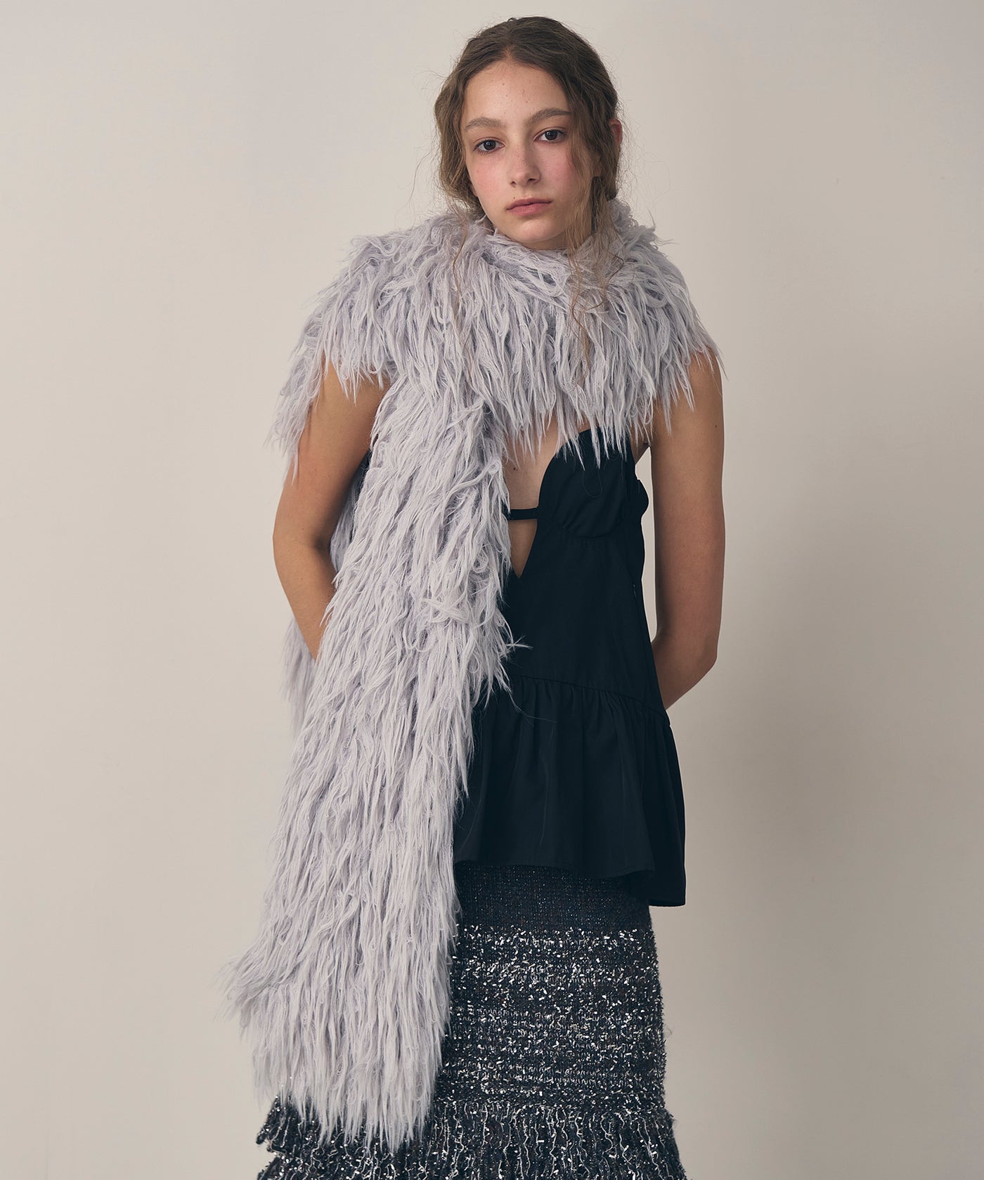 J1U by LA BELLE ETUDE】ループモヘアフェザーニットマフラー