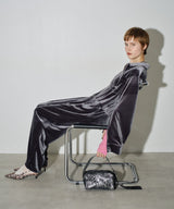 【yae】Fastener slit velours jumpsuit / ファスナースリットジャンプスーツ