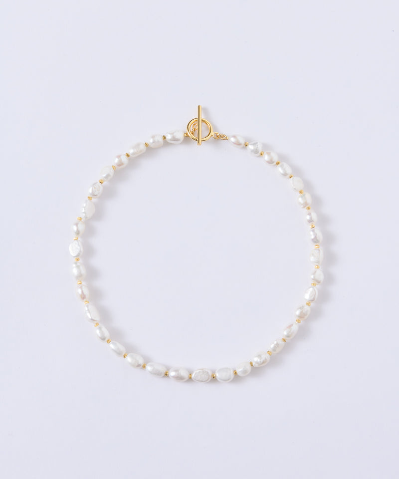 【loni】Crop baroque pearl combi necklace