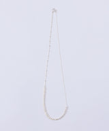 【loni】Crop pearl asymmetry long necklace