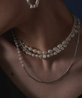 【loni】Crop tiny pearl combi necklace A