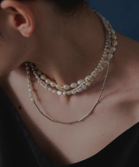 【loni】Crop tiny pearl combi necklace A